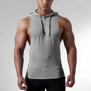 Men's Solid Color Sleeveless Hooded Vest