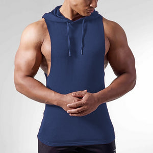 Men's Solid Color Sleeveless Hooded Vest