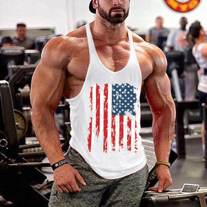 Flag Printed Breathable Split Men's Tops