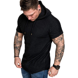 Men's Casual Fashion Solid Color Hooded T-Shirt