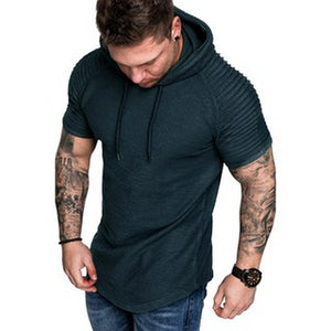 Men's Casual Fashion Solid Color Hooded T-Shirt