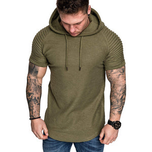 Men's Casual Fashion Solid Color Hooded T-Shirt