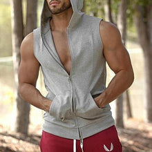 Load image into Gallery viewer, Men&#39;s Fashion Solid Color Sleeveless Hooded Sports Vest
