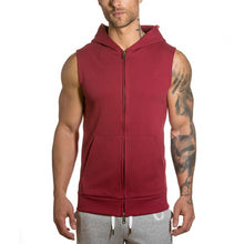 Load image into Gallery viewer, Men&#39;s Fashion Solid Color Sleeveless Hooded Sports Vest
