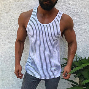 Men's Striped Bottom Sports Vest