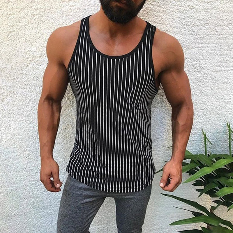 Men's Striped Bottom Sports Vest