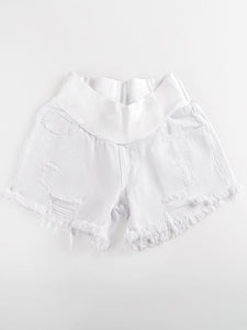 Maternity Fashion Thin Shredded Denim Shorts