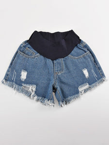 Maternity Fashion Thin Shredded Denim Shorts