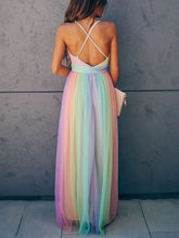 Load image into Gallery viewer, Maternity Sexy Rainbow Striped Maxi Dress
