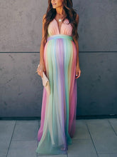 Load image into Gallery viewer, Maternity Sexy Rainbow Striped Maxi Dress
