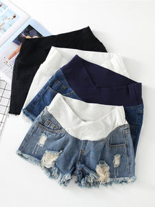 Maternity Fashion Loose Low Waist Belly Denim Shorts