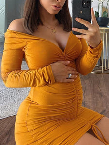 Maternity Slim Sexy V-neck Long Sleeve Strapless Dress