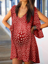 Load image into Gallery viewer, V-neck Floral Print Open Shoulder Long-sleeved Maternity Dress
