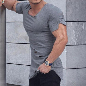 Irregular Round Neck Fitness Casual Short Sleeve