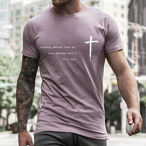 Plus Size Cross Street Printing Men's Tops