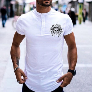 Button Cotton Short Sleeve Summer Men's Tops