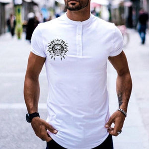 Button Cotton Short Sleeve Summer Men's Tops