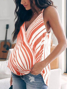 Stripe Stitching Sling Maternity Tops