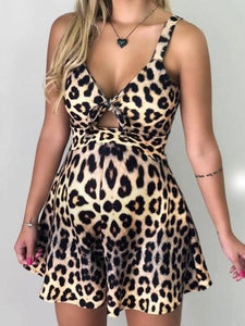 Maternity Fashion Strappy Leopard Pattern Dress