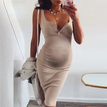 Load image into Gallery viewer, Pleated Sexy Exposed Backpack Hip Pregnant Woman Dress
