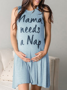 Letter Print Sleeveless Maternity Dress