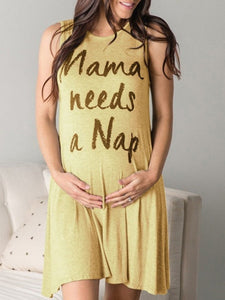 Letter Print Sleeveless Maternity Dress