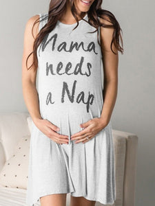 Letter Print Sleeveless Maternity Dress