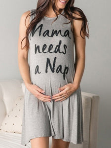 Letter Print Sleeveless Maternity Dress