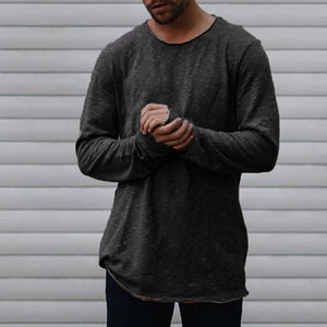 Men's Solid Color Casual Long Sleeve T-Shirt