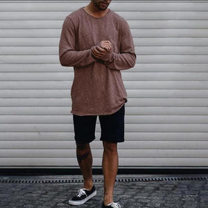 Men's Solid Color Casual Long Sleeve T-Shirt