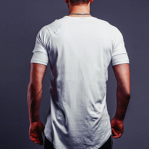 Men's Solid Color Stitching Ribbon T-Shirt