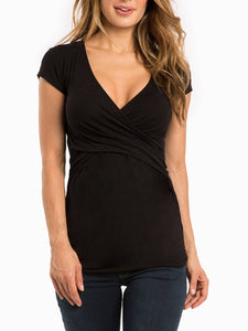 Maternity Sexy V-Neck Short Sleeve T-Shirt