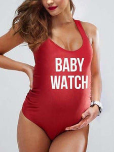 Maternity Letter Printing One-Piece Swimwear