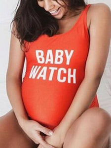 Maternity Letter Printing One-Piece Swimwear