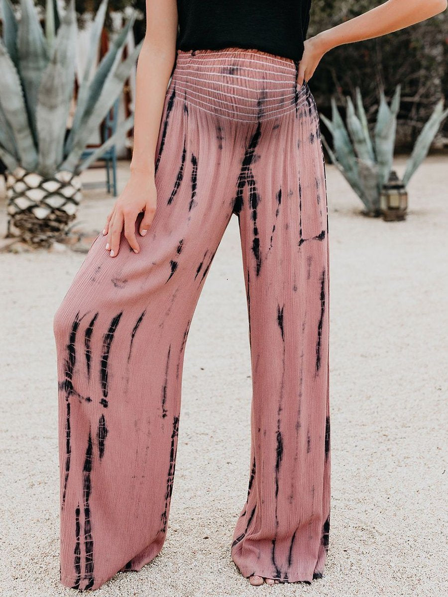 Maternal Comfort Tie-dye Printing Loose Wide-leg Pants