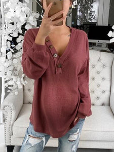 Long Sleeve V-Neck Loose Maternity Blouse