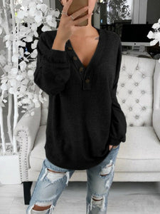 Long Sleeve V-Neck Loose Maternity Blouse