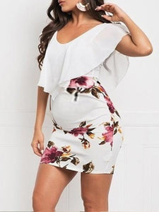 Maternity Flouncy Sleeves Bodycon Dress