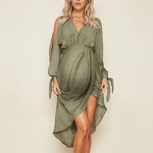 Maternity Stylish Solid Colour Split Dress