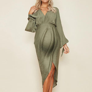 Maternity Stylish Solid Colour Split Dress