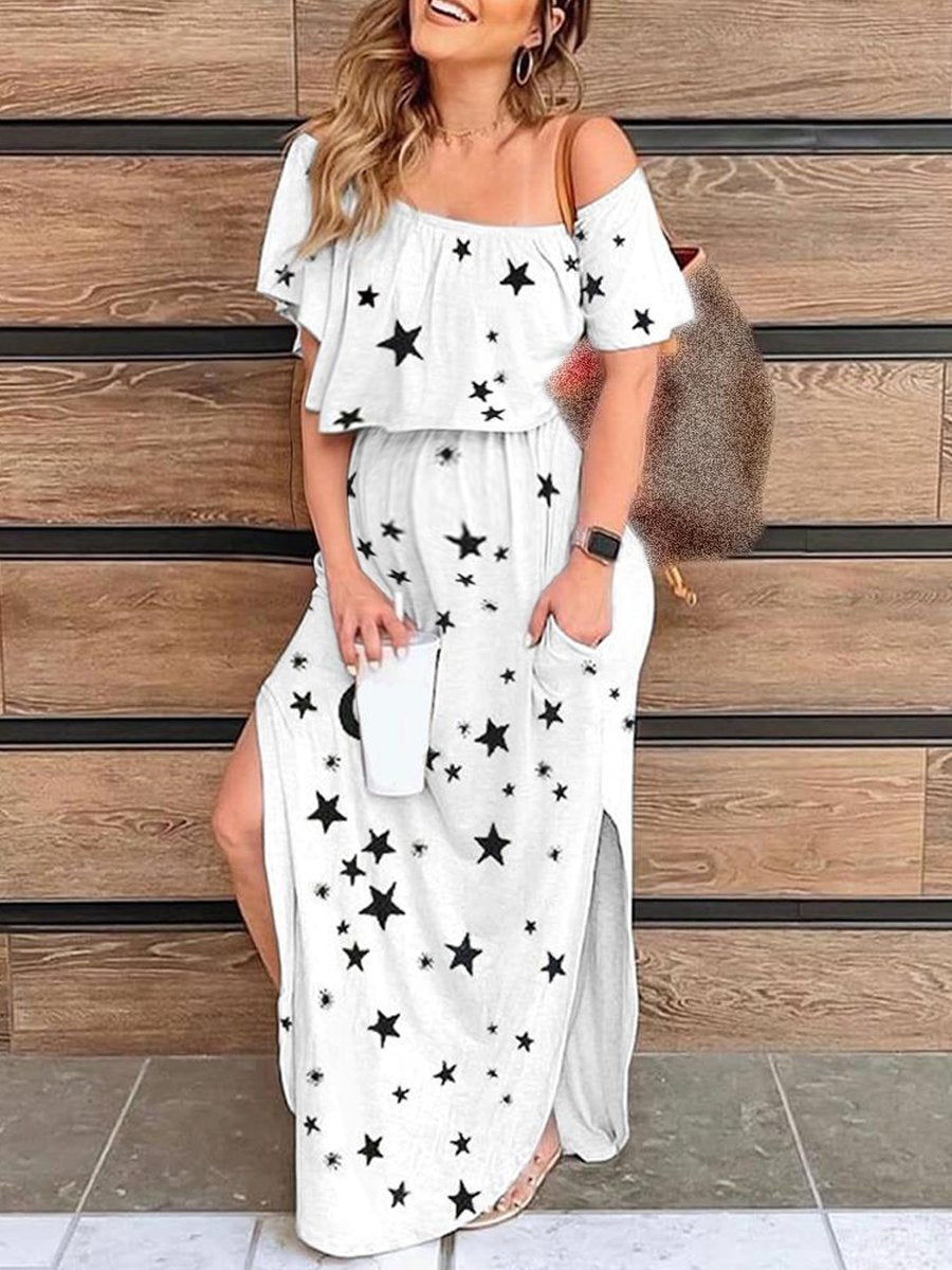 Maternity Halter Asymmetric Slit Casual Dress