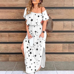 Maternity Halter Asymmetric Slit Casual Dress