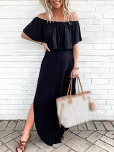 Maternity Halter Asymmetric Slit Casual Dress