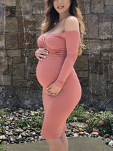 Load image into Gallery viewer, Strapless Tube Top Long Sleeve Maternity Dresses
