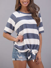 Load image into Gallery viewer, Maternity Striped Knotted Short-Sleeved T-Shirt
