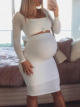 Load image into Gallery viewer, Maternity Casual Solid Color Two-Piece Bodycon Dress
