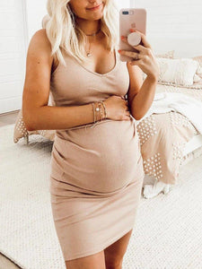 Maternity Pit Button Midi Dress