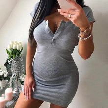 Load image into Gallery viewer, Maternity Solid Color Short Sleeve Hip Dress
