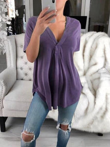 Maternity V-Neck Short Sleeve Shirt Loose T-Shirt