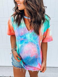 Maternity Round Neck Printing And Dyeing Short Sleeve T-Shirt